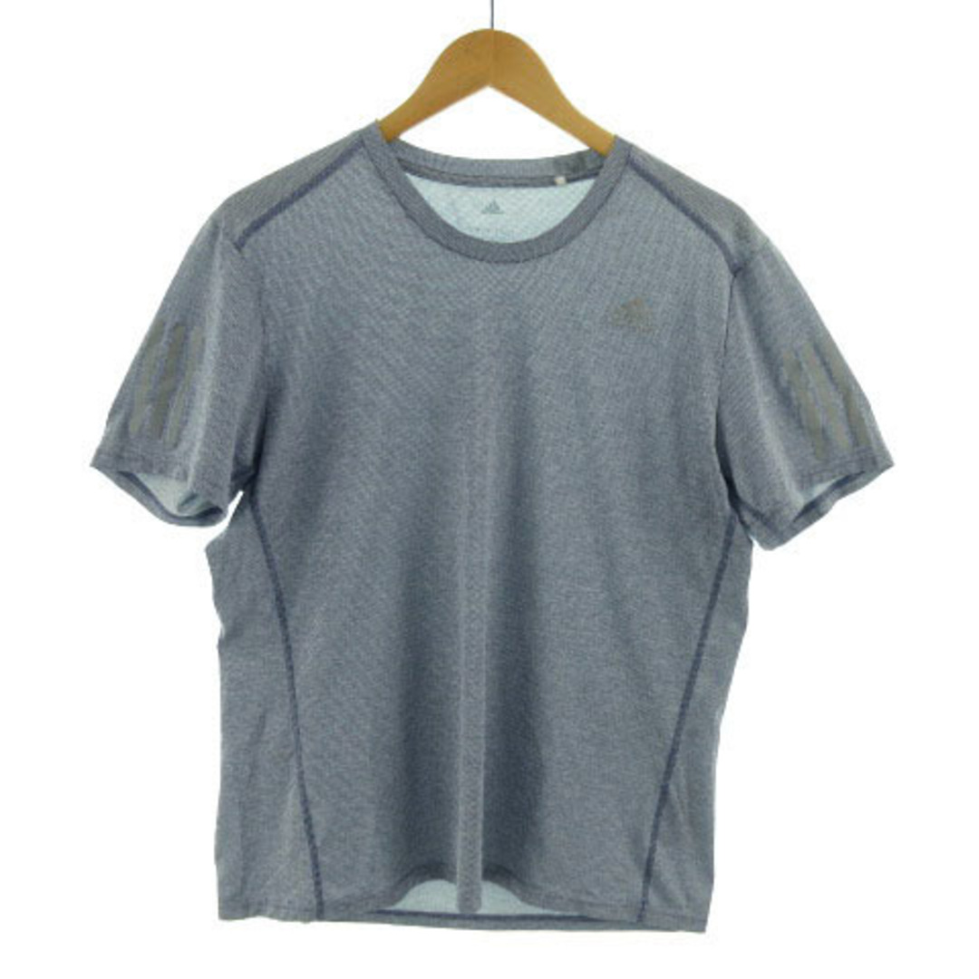 adidas(アディダス)のadidas Tシャツ 半袖 RUNNING バーズアイ柄調 ブルー系 白 XO スポーツ/アウトドアのランニング(ウェア)の商品写真