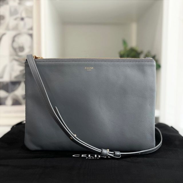 美品☆ セリーヌ トリオ ラージ グレー ショルダーバッグ 2019年 店舗