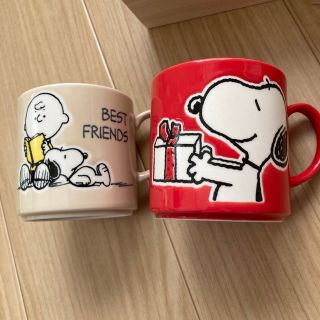 スヌーピー(SNOOPY)のマグカップ　SNOOPY　セット　赤　ベージュ(グラス/カップ)