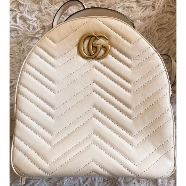 Gucci - グッチ GGマーモント バックパック 476671 レザー レディース ホワイト