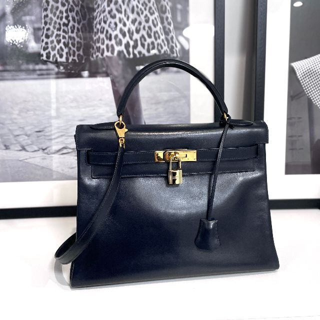 高級素材使用ブランド エルメス HERMES - Hermes ケリー32 ネイビー