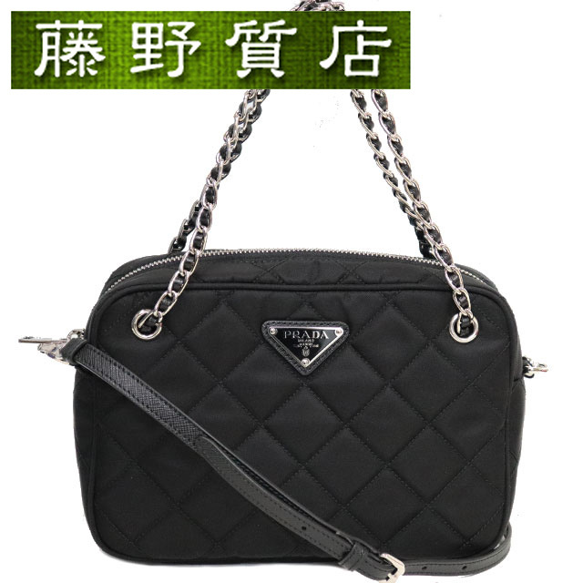 （美品）プラダ PRADA 2way ミニ ショルダーバック 斜め掛け キルティングナイロン 黒 ブラック シルバー金具 1BH910 8112 |  フリマアプリ ラクマ