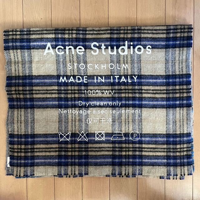 Acne Studios(アクネストゥディオズ)の値下げ不可　ACNE STUDIOS マフラー　ストール　チェック　ブラウン　 レディースのファッション小物(マフラー/ショール)の商品写真