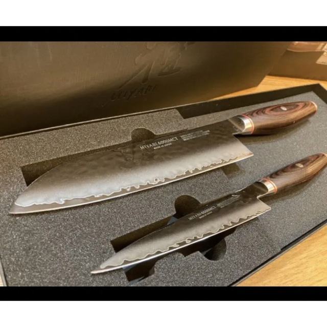 Zwilling J.A. Henckels(ツヴィリングジェイエーヘンケルス)の【新品未使用】ツヴィリングMIYABI 6000MCT 三徳包丁・小刀２本セット インテリア/住まい/日用品のキッチン/食器(調理道具/製菓道具)の商品写真