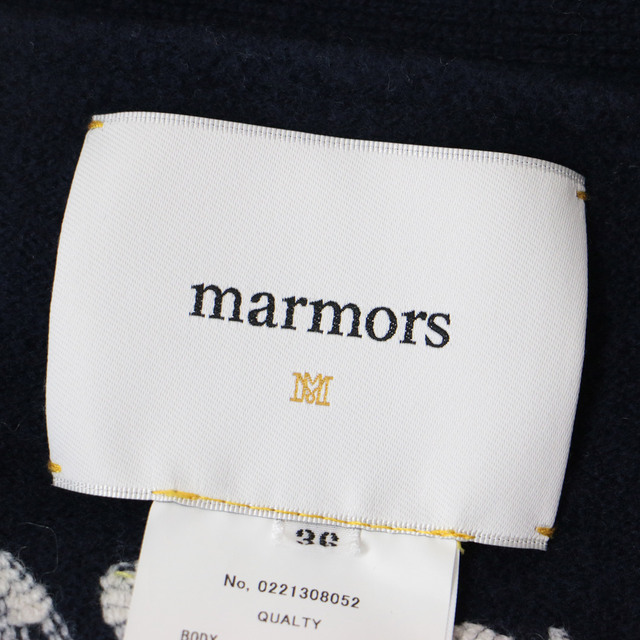 marmors マルモア カーディガン ニット セーター トップス ネイビー 紺 36(S) Vネック 長袖 バックエンブロイダリー ロゴ 刺繍 ウール 21秋冬 おしゃれ シンプル 無地 【レディース】【中古】 - 2
