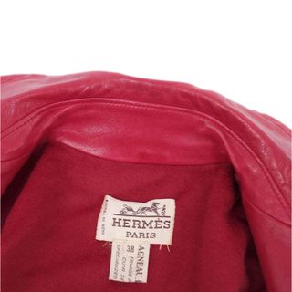 HERMES ベロア襟　ロゴボタン付　裏面赤色　ヴィンテージ