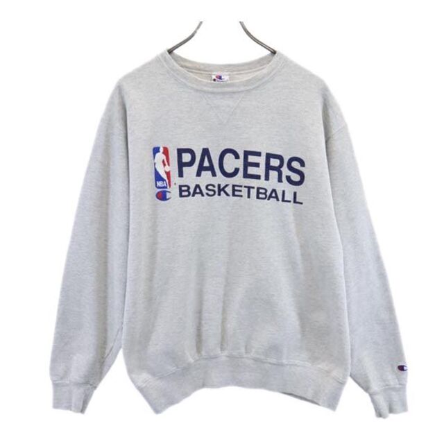 チャンピオン 90s PACERS USA製 スウェット L グレー系 Champion バスケットボール ロゴ刺繍 トレーナー メンズ   【221203】