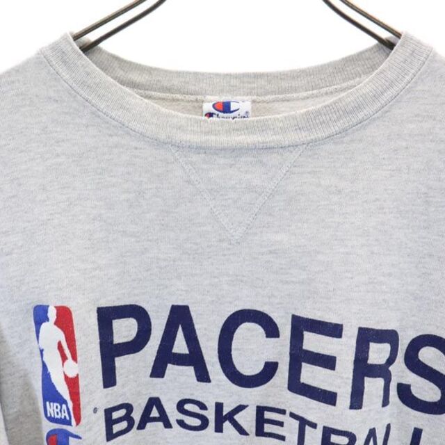 チャンピオン 90s PACERS USA製 スウェット L グレー系 Champion バスケットボール ロゴ刺繍 トレーナー メンズ 【中古】  【221203】