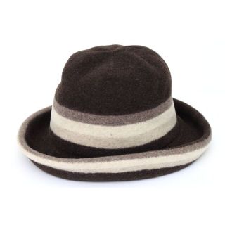 ジバンシィ(GIVENCHY)のジバンシィ ハット ウールクロッシェ 日本製 秋冬 ボーダー CHAPEAUX ジバンシー 帽子 ブランド レディース ブラウン GIVENCHY(ハット)