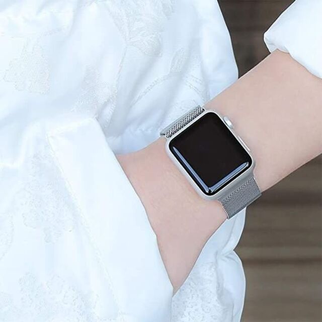純正品 Apple Watch ミラネーゼループバンド シルバー 40mm - 金属ベルト