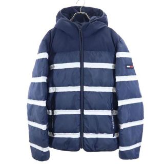 トミーヒルフィガー(TOMMY HILFIGER)のトミーヒルフィガー ボーダー 中綿ジャケット M ネイビー系 TOMMY HILFIGER ロゴ メンズ 【中古】  【221205】(ダッフルコート)