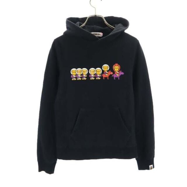 アベイシングエイプ プリント スウェットパーカー XS 黒 A BATHING APE
