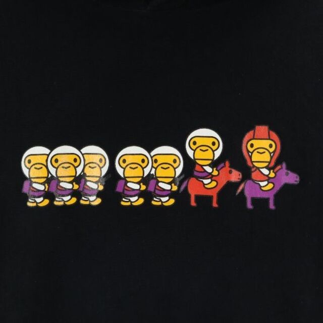 アベイシングエイプ プリント スウェットパーカー XS 黒 A BATHING APE