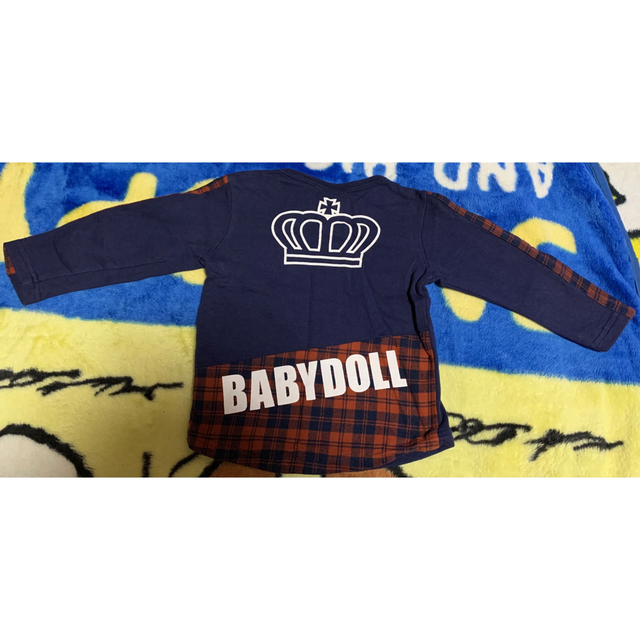 BABYDOLL(ベビードール)のSALE！ベビードール ロンティ 90cm 紺色にチェック キッズ/ベビー/マタニティのキッズ服男の子用(90cm~)(Tシャツ/カットソー)の商品写真