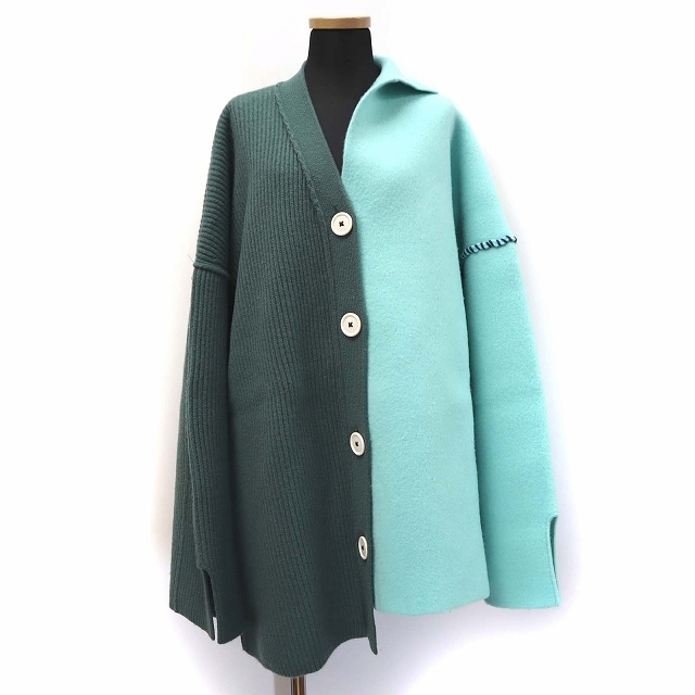 75cm身幅エンフォルド ENFOLD COAT 配色 アシンメトリー ウールコート 38