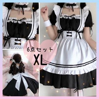 メイド服 ロリータ ゴスロリ 小悪魔 病みかわ エプロン フルセット コスプレ(衣装一式)