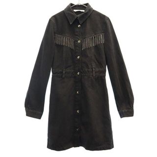 ザラ(ZARA)のザラ デニム 長袖ワンピース XS ブラック ZARA レディース 【中古】  【221206】(ミニワンピース)