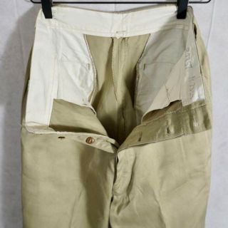 美品 50s 米軍 実物 尿素ボタン チノパン アメリカ軍 ベージュの通販