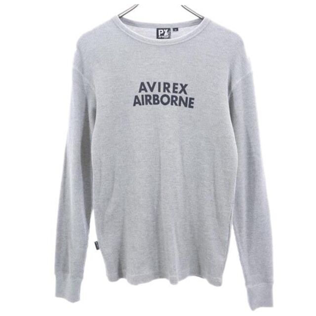 アヴィレックス ロゴ 長袖 Tシャツ M グレー系 AVIREX ロンT ワッフル地 メンズ 【中古】 【221210】 | フリマアプリ ラクマ