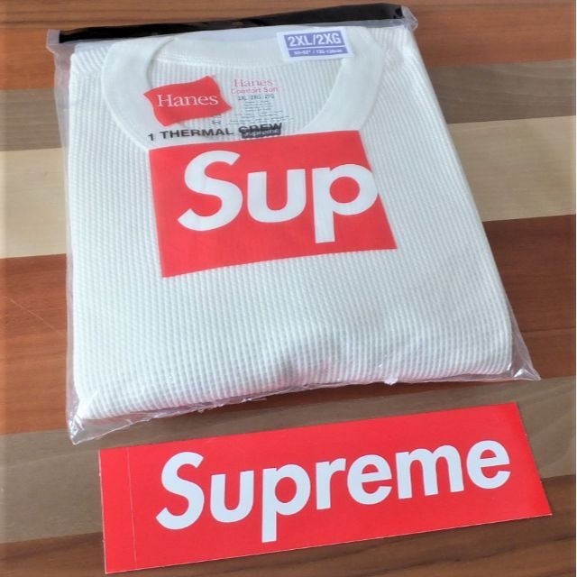 supreme hanes thermal crew　white