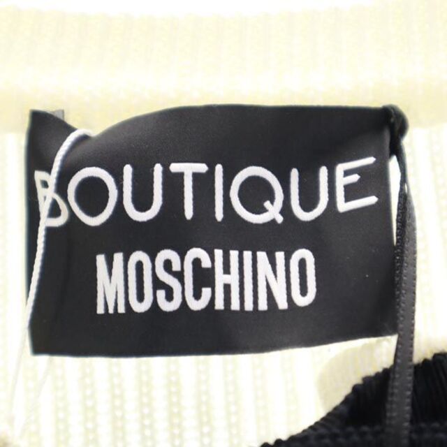 未使用 ブティックモスキーノ ウール100％ ニットカーディガン 40 ホワイト系 BOUTIQUE MOSCHINO フロントリボン レディース   【221210】 6