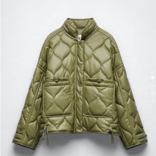 ZARA - ZARA フェイクレザーパフジャケット の通販 by m|ザラ