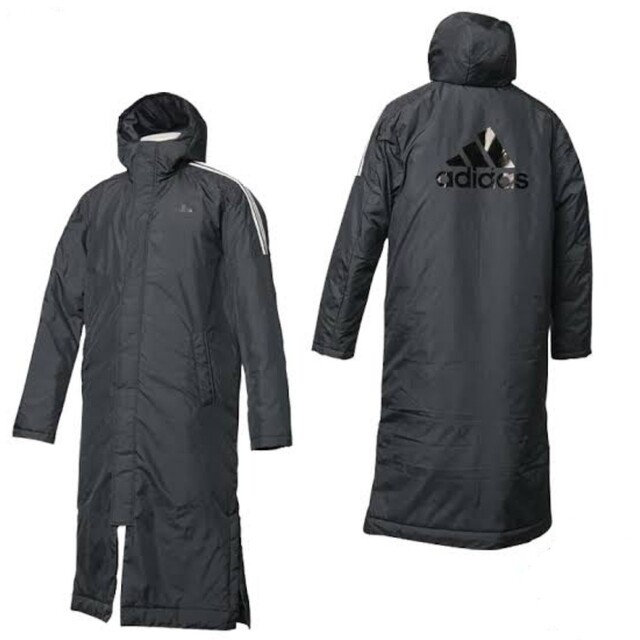 adidas(アディダス)のXL アディダス ベンチコート メンズ ブラック 黒 スリーストライプス メンズのジャケット/アウター(その他)の商品写真