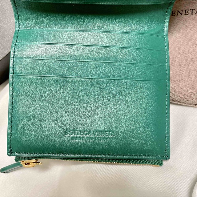 財布 【新品】BOTTEGA VENETA ボッテガヴェネタ 三つ折り財布 グリーン