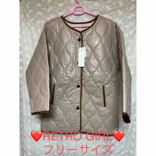 レトロガール(RETRO GIRL)の[新品]RETRO GIRL ❣️Fレザー キルト パイピング コート (F)(ノーカラージャケット)