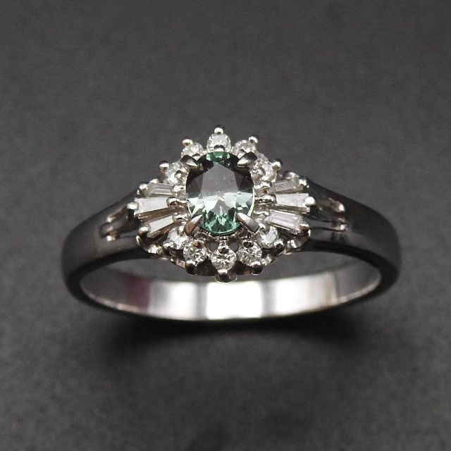 クレサンベール リング Pt900 合成アレキ0.4ct D0.25ct レディースのアクセサリー(リング(指輪))の商品写真