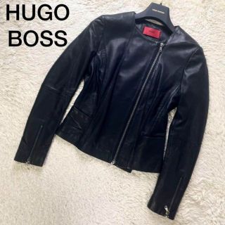 美品 ヒューゴボス ラムレザージャケット 羊革 本革 レディース