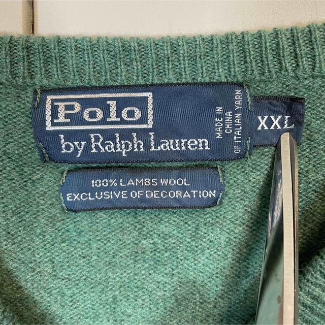 POLO RALPH LAUREN(ポロラルフローレン)の【わたゆき様】 Ralph Laurenニットセーター古着ロゴ刺繍サイズXXL. メンズのトップス(ニット/セーター)の商品写真