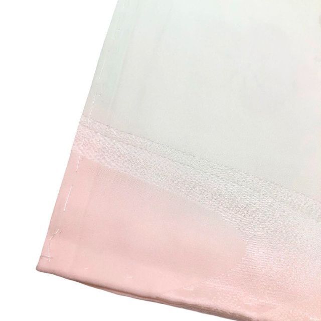 J-168 長襦袢 梅の花 流水模様 パステル調の暈し 刺繍半衿付 しつけ糸