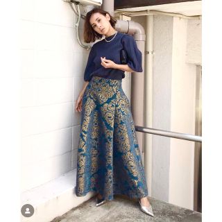 アメリヴィンテージ(Ameri VINTAGE)のAmeri VINTAGE DAMASK DIMENSIONAL SKIRT(ロングスカート)