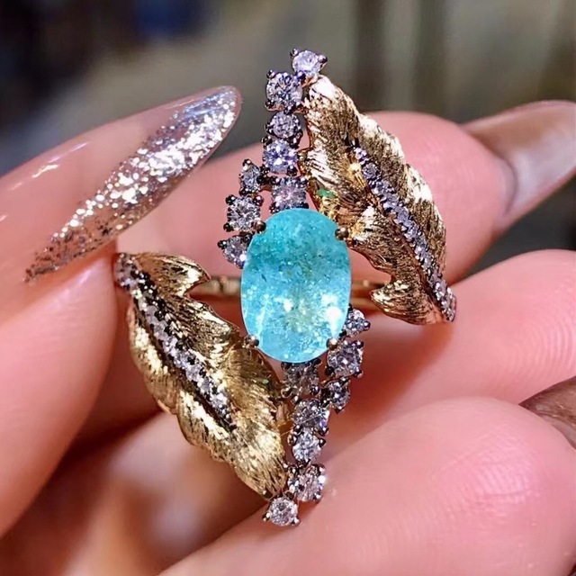 送料無料/即納】 天然パライバトルマリン ¥ k18 1.18ct リング ダイヤ
