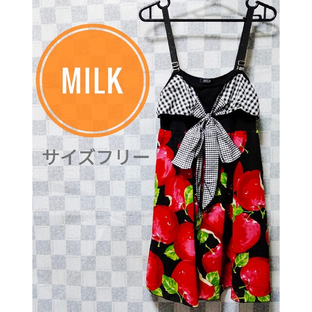 MILK(ミルク)のMILK ミルク☆アップルポイズンキャミワンピース ブラック レディースのワンピース(ひざ丈ワンピース)の商品写真