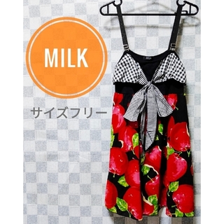 ミルク(MILK)のMILK ミルク☆アップルポイズンキャミワンピース ブラック(ひざ丈ワンピース)