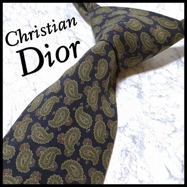 Christian Dior - 美品 ディオール ブランドネクタイ ネイビー紺 ペイズリー柄 シルク ビジネスの通販 by ココ【ネクタイ