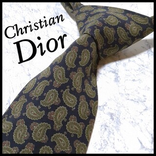 クリスチャンディオール(Christian Dior)の美品 ディオール ブランドネクタイ ネイビー紺 ペイズリー柄 シルク ビジネス(ネクタイ)