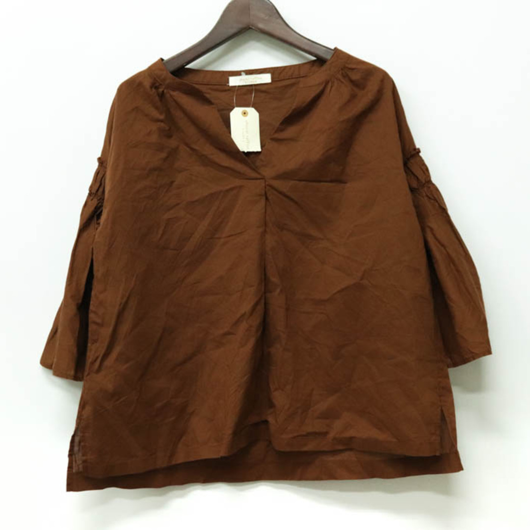 ショコラフィネローブ 半袖Tシャツ 無地 7分袖 ゆったり ワイド レディース Fサイズ ブラウン chocol raffine robe | フリマアプリ ラクマ