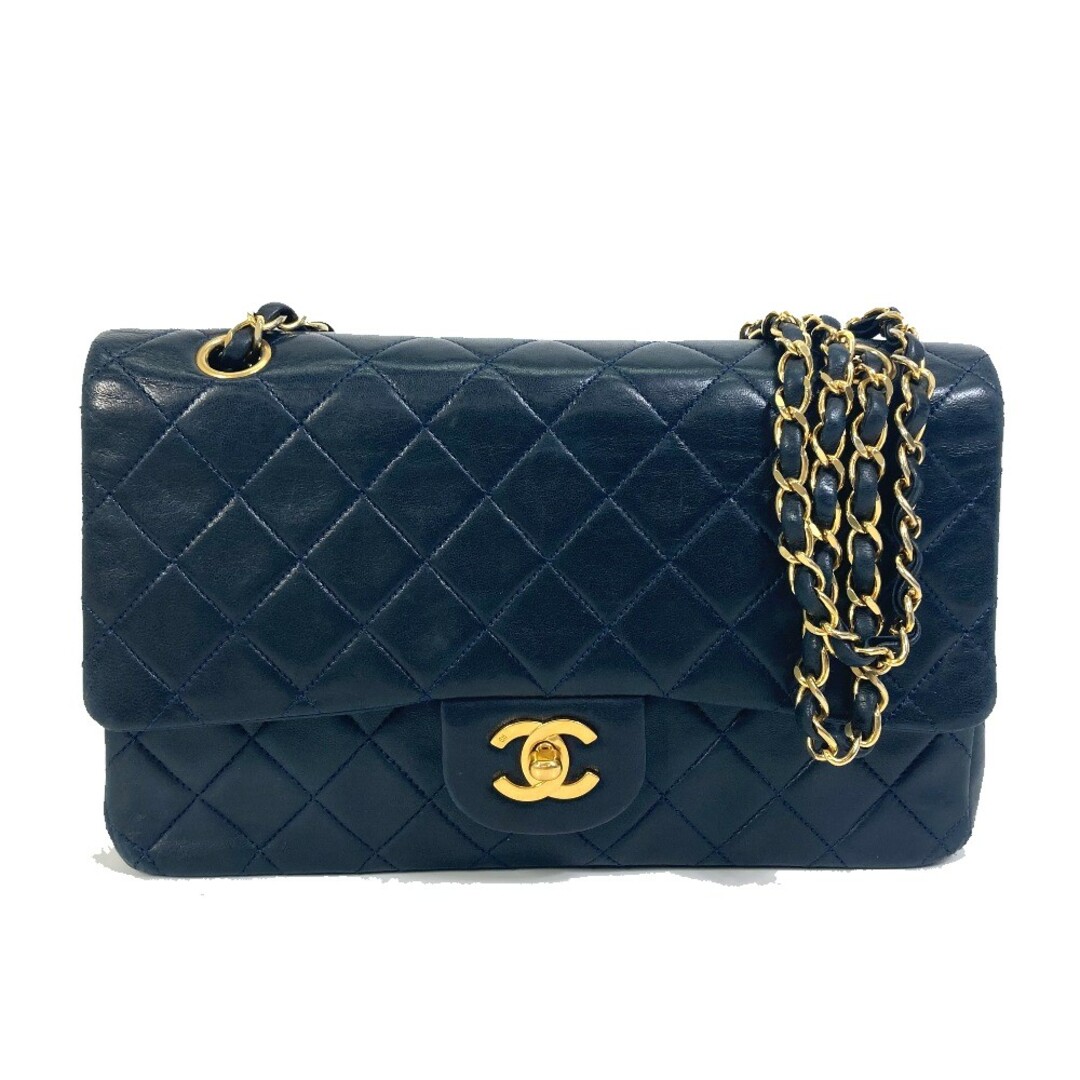 シャネル CHANEL マトラッセ 25 A01112 ココマーク カバン Wフラップ チェーン ショルダーバッグ ラムスキン ネイビー