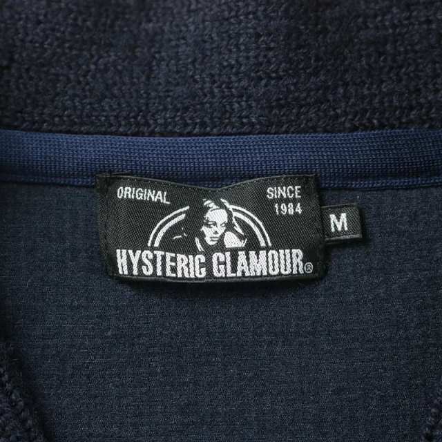 HYSTERIC GLAMOUR(ヒステリックグラマー)のHYSTERIC GLAMOUR ニットカーディガン ウール 刺繍 長袖 M 紺 メンズのトップス(カーディガン)の商品写真