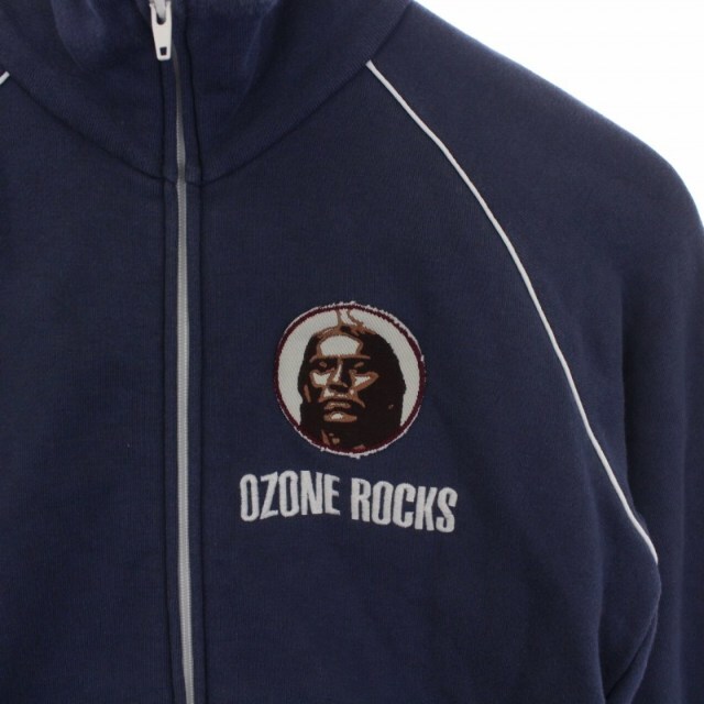 OZONE ROCKS(オゾンロックス)のOZONE ROCKS スウェット ジャケット ジップアップ ワッペン S 紺 メンズのジャケット/アウター(ブルゾン)の商品写真