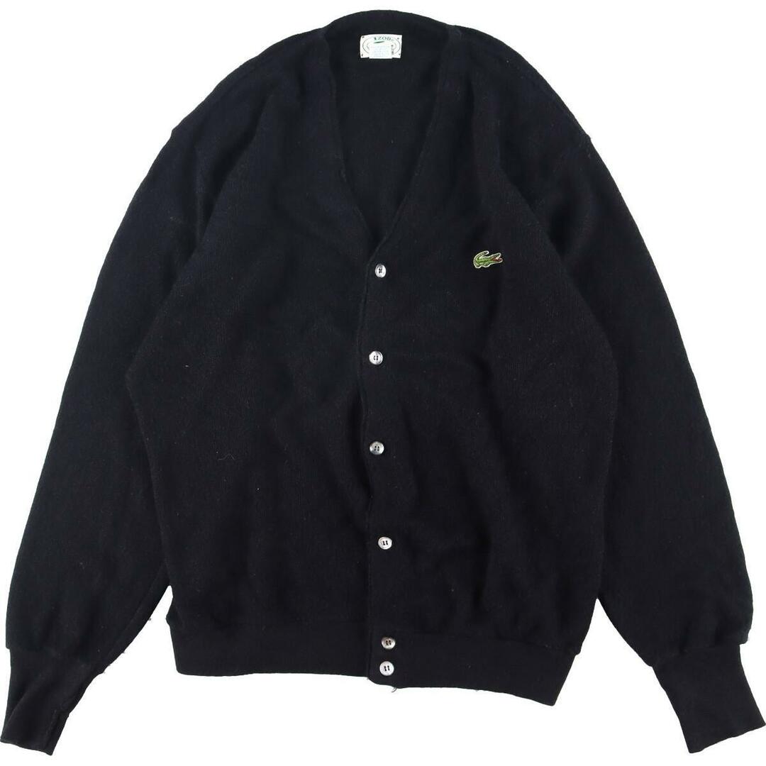 80年代 ラコステ LACOSTE IZOD アクリルニットカーディガン USA製 メンズL ヴィンテージ /eaa303022ブラック系黒色柄