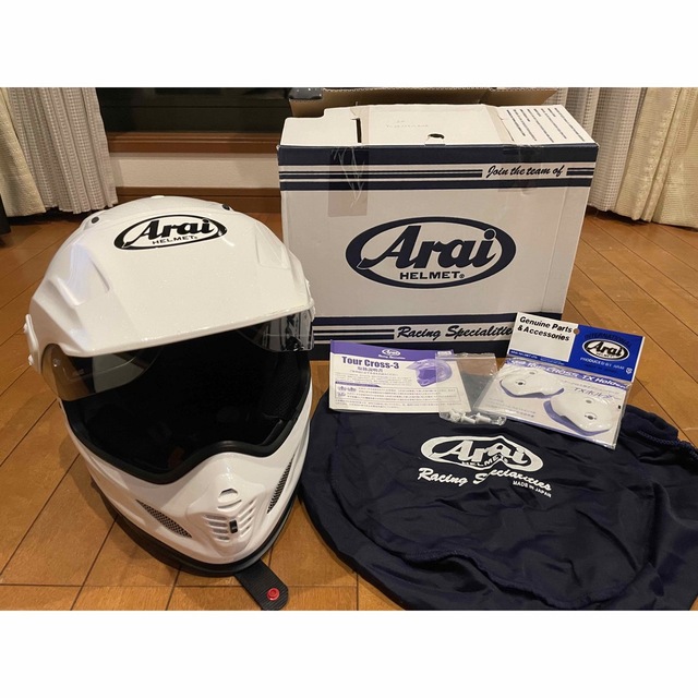 Arai ヘルメット TOUR-CROSS3 グロスホワイト Mサイズ自動車/バイク