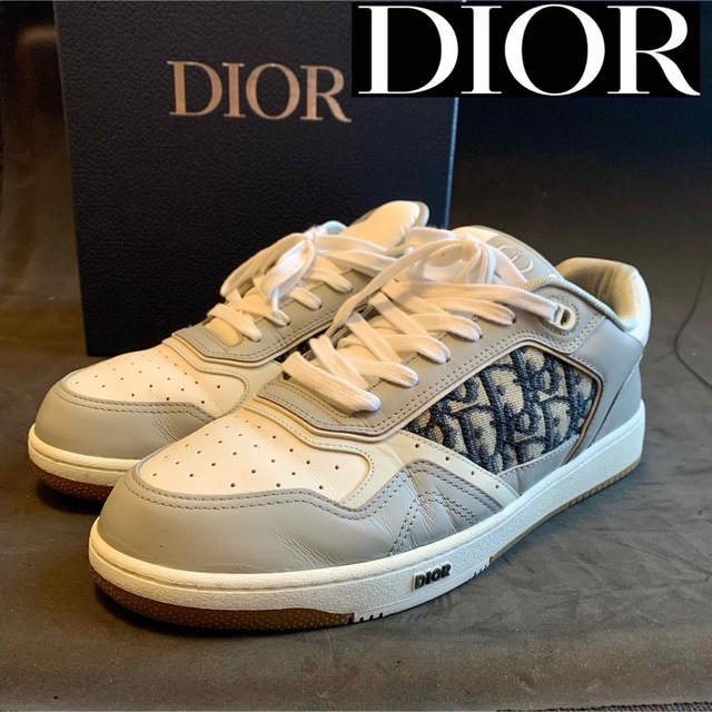 Dior - ディオール　Ｂ２７　オブリーグ　パールグレー　４５　美品　箱・替え紐付属
