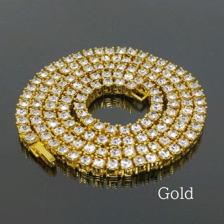 テニスチェーンネックレスメンズレディースB系ゴールドジルコニア18k N017(ネックレス)