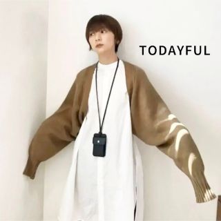 トゥデイフル(TODAYFUL)の【1度着用のみ美品】ダブルフェイススリーブニット カーディガン(カーディガン)