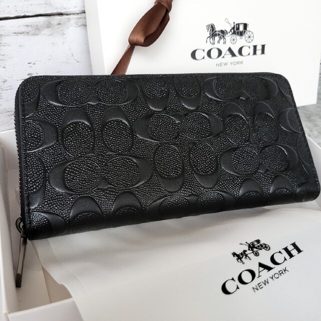 ✨未使用品✨ COACH コーチ 長財布 シグネチャー 黒 ブラック 箱付き-