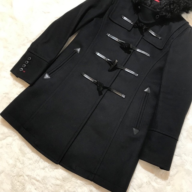 【未使用級】ラブレス カルガンラム ダッフルコート シープファー ブラック S